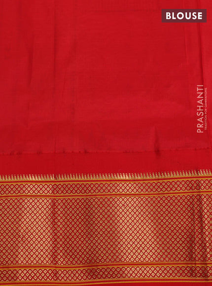 Pure paithani silk saree black and red with allover zari woven buttas and paithani weaving pallu
