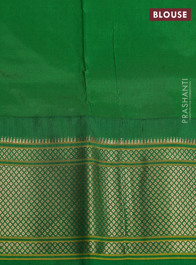 Pure paithani silk saree pink and green with allover zari woven floral buttas and paithani weaving pallu
