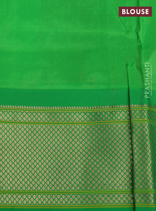 Pure paithani silk saree cream and green with allover zari woven floral buttas and paithani weaving pallu