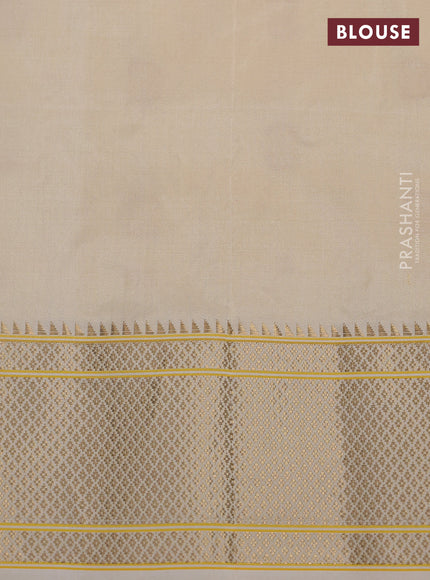 Pure paithani silk saree cream with allover zari woven floral buttas and paithani weaving pallu