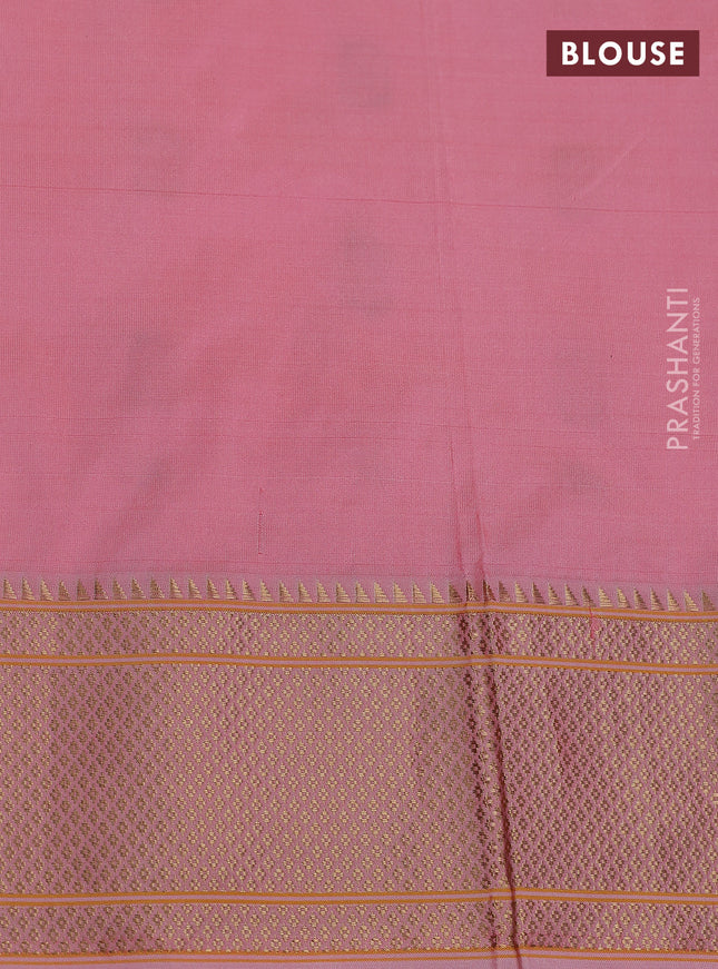 Pure paithani silk saree peach pink shade with allover zari woven buttas and paithani weaving pallu