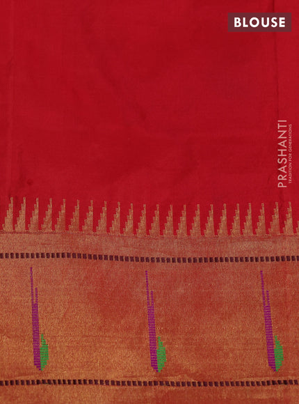 Pure paithani silk saree maroon and red with allover zari checks & buttas and paithani weaving pallu