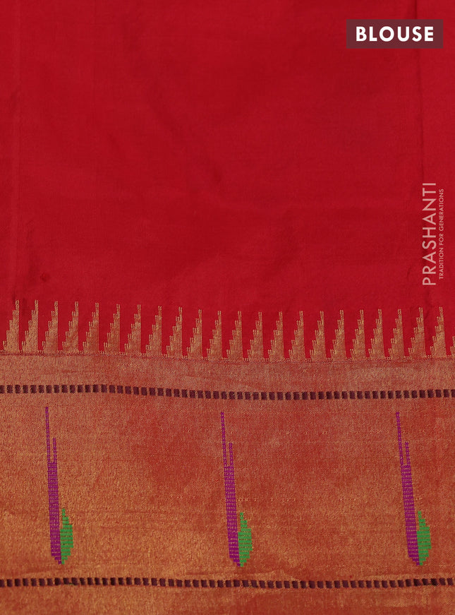 Pure paithani silk saree maroon and red with allover zari checks & buttas and paithani weaving pallu