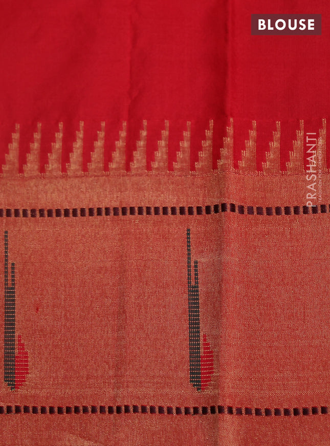 Pure paithani silk saree purple and red with allover zari checks & buttas and paithani weaving pallu