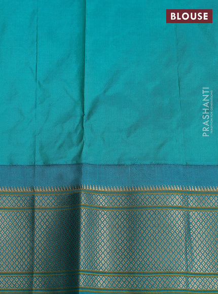 Pure paithani silk saree lotus pink and teal blue with allover zari woven annam buttas and paithani weaving pallu