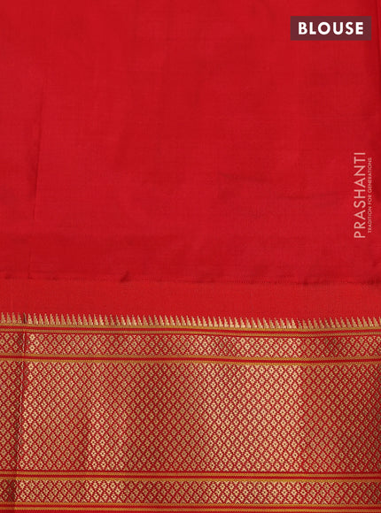 Pure paithani silk saree dual shade of teal blue and red with allover zari woven annam buttas and paithani weaving pallu