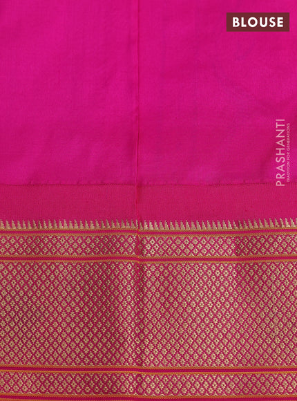 Pure paithani silk saree teal green shade and pink with allover zari woven annam buttas and paithani weaving pallu