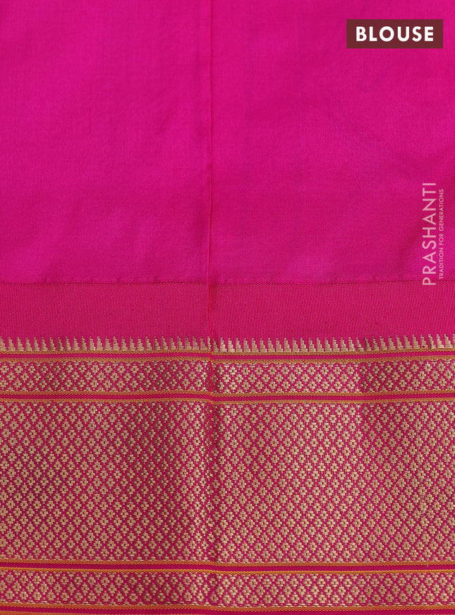 Pure paithani silk saree teal green shade and pink with allover zari woven annam buttas and paithani weaving pallu
