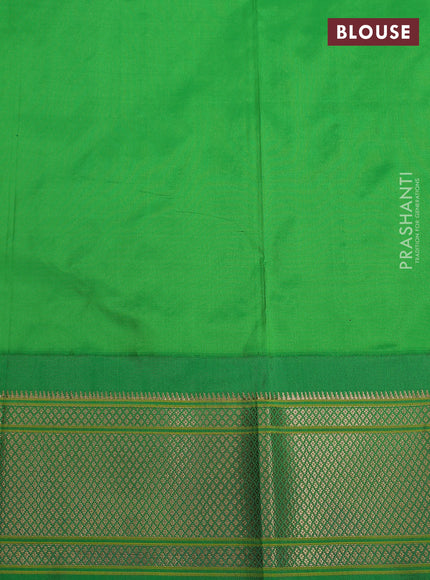 Pure paithani silk saree blue and green with allover zari woven annam buttas and paithani weaving pallu