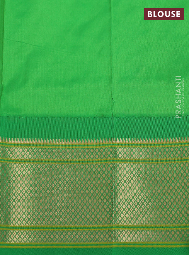 Pure paithani silk saree cream and green with allover zari woven annam buttas and paithani weaving pallu