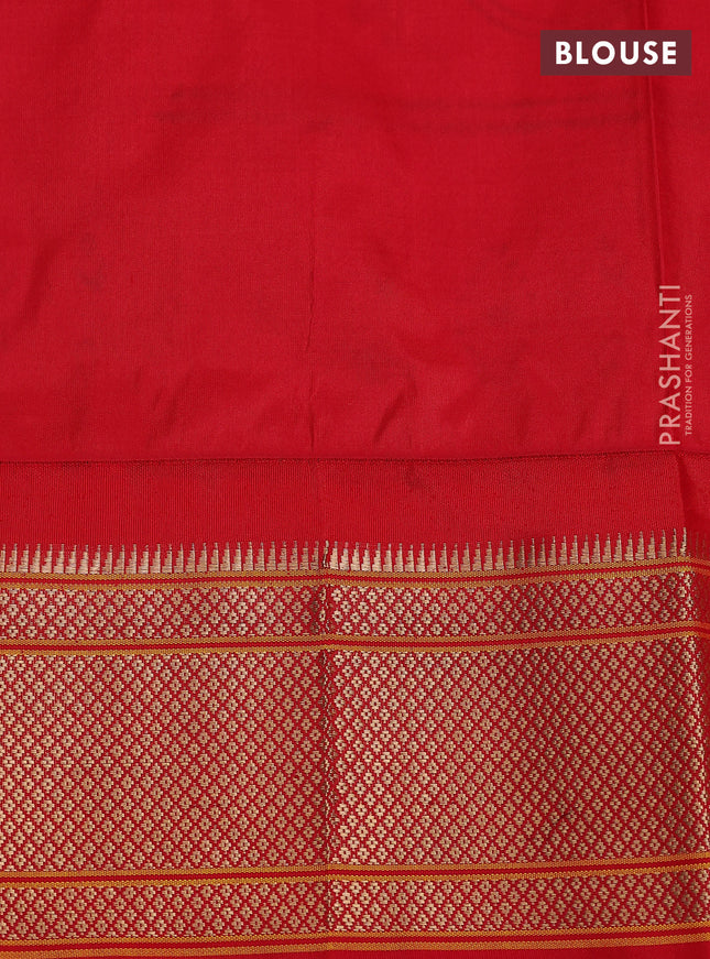 Pure paithani silk saree purple and red with allover zari woven buttas and paithani weaving pallu