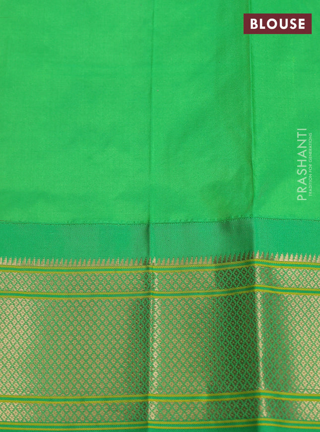 Pure paithani silk saree maroon and green with allover zari woven buttas and paithani weaving pallu