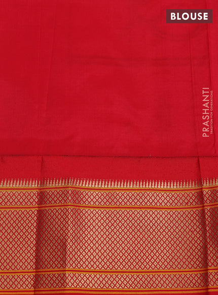 Pure paithani silk saree peach pink shade and red with allover zari woven buttas and paithani weaving pallu
