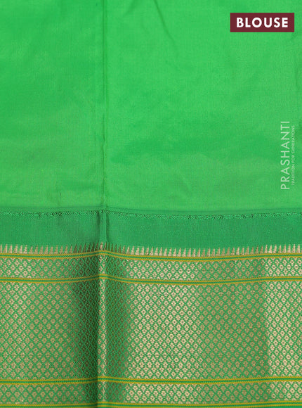 Pure paithani silk saree dark magenta pink and green with allover zari woven buttas and paithani weaving pallu