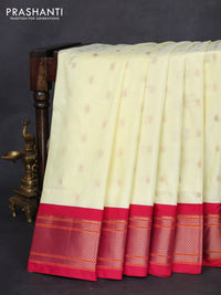 Pure paithani silk saree pale yellow and pink with allover zari woven buttas and paithani weaving pallu