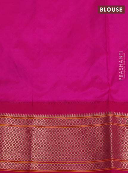 Pure paithani silk saree peach orange and pink with allover zari woven buttas and paithani weaving pallu