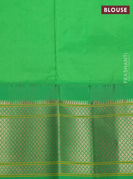 Pure paithani silk saree pink and green with allover zari woven floral buttas and paithani weaving pallu