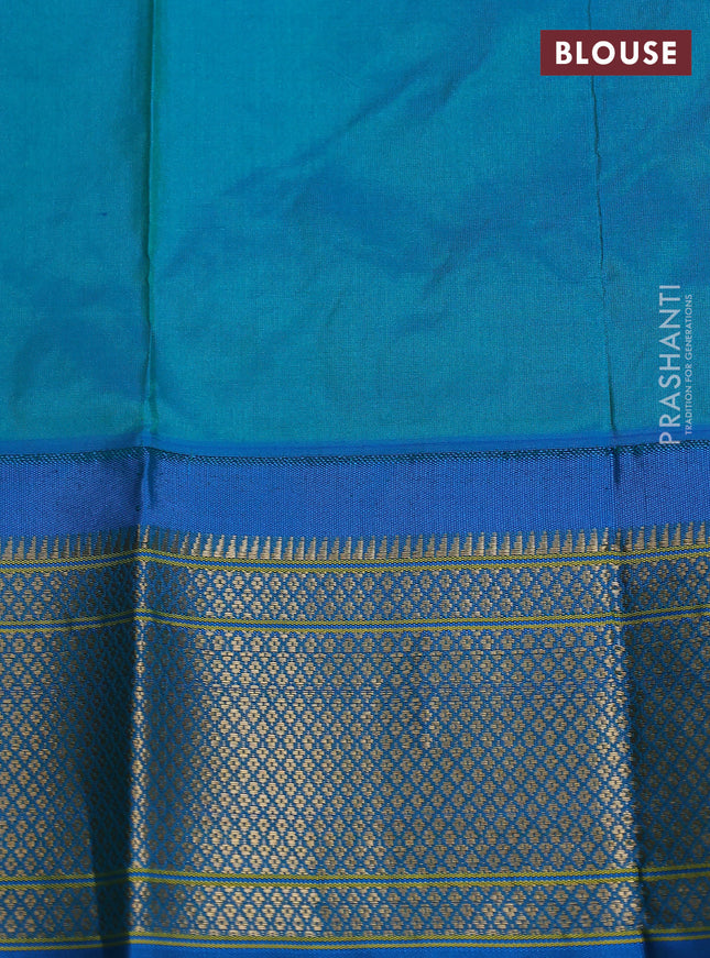Pure paithani silk saree pink and blue with allover zari woven buttas and paithani weaving pallu