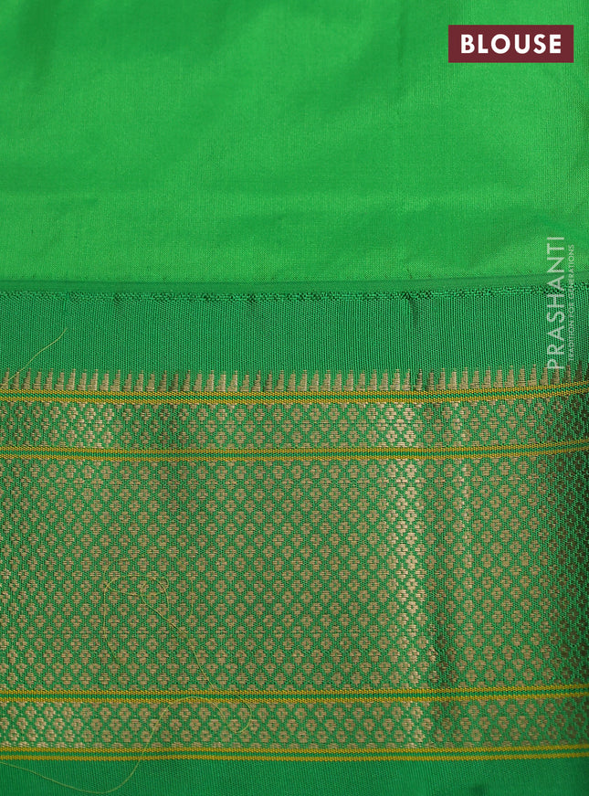 Pure paithani silk saree cream and green with allover zari woven buttas and paithani weaving pallu