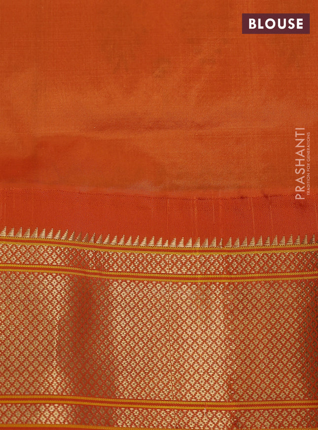 Pure paithani silk saree pink and orange with allover zari woven floral buttas and paithani weaving pallu