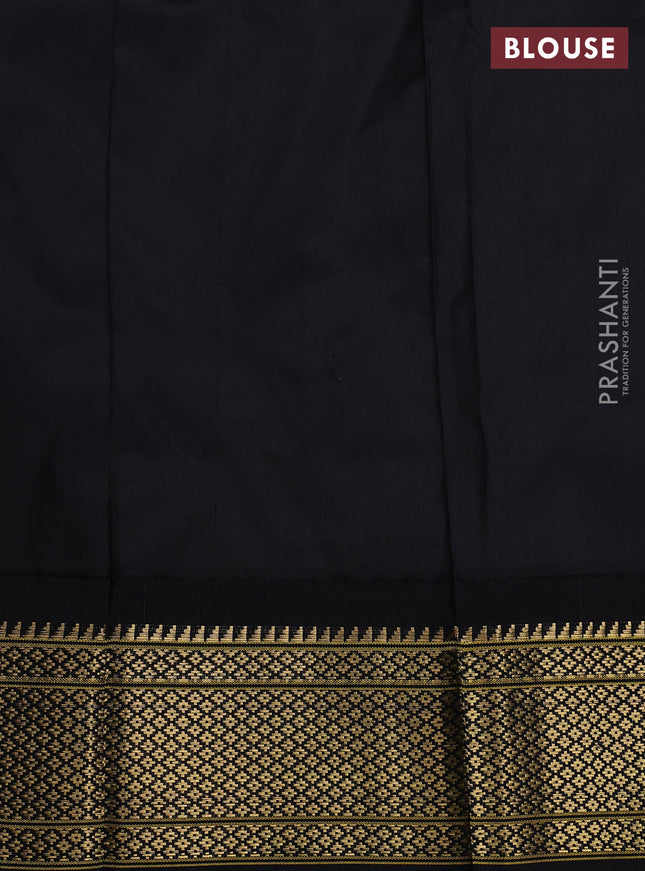 Pure paithani silk saree purple and black with allover zari woven paisley buttas and paithani weaving pallu