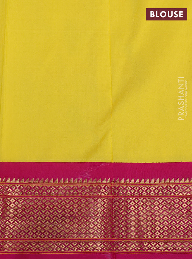 Pure paithani silk saree yellow and pink with allover zari woven paisley buttas and paithani weaving pallu