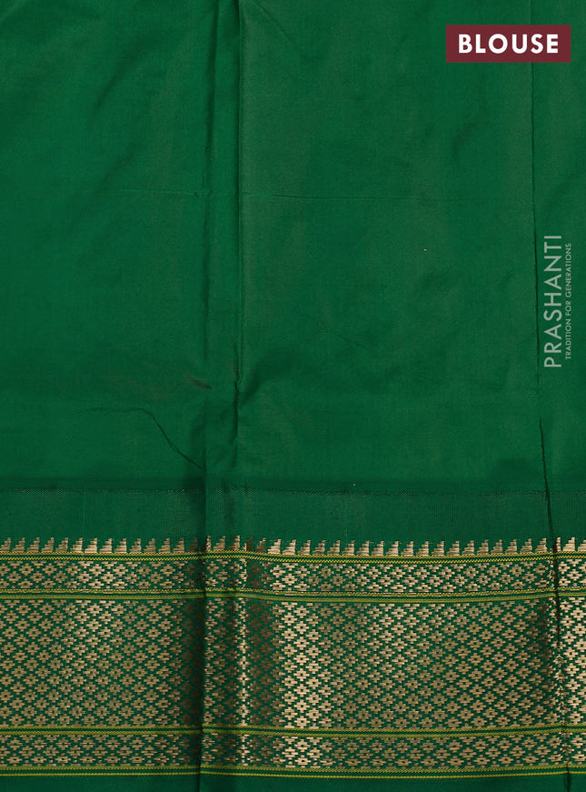 Pure paithani silk saree pink and green with allover zari woven paisley buttas and paithani weaving pallu