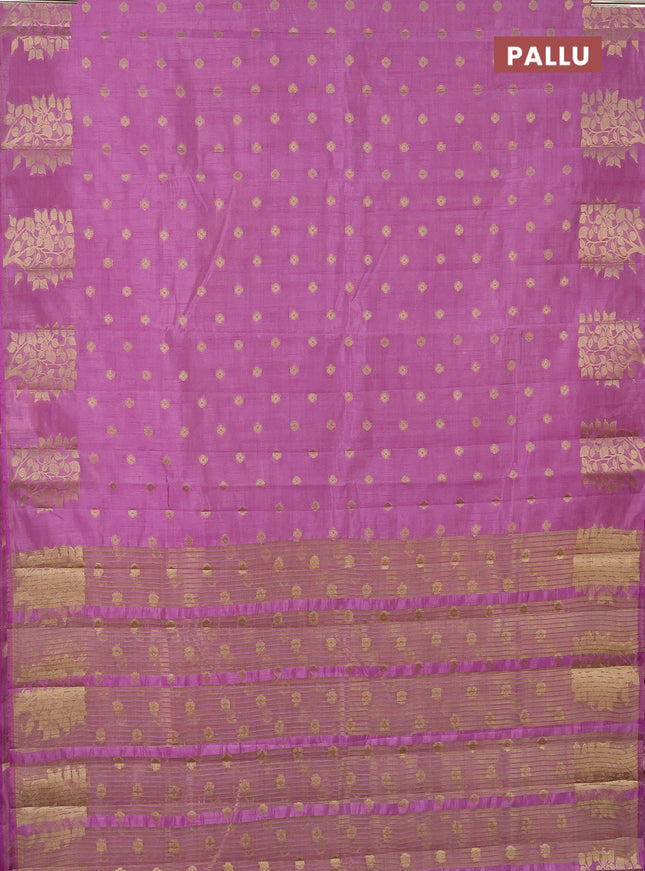 Semi raw silk saree lavender with allover zari woven 1000 buttas and zari woven butta border
