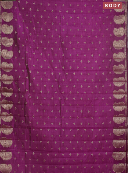 Semi raw silk saree purple with allover zari woven 1000 buttas and paisley zari woven butta border