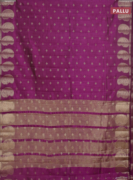 Semi raw silk saree purple with allover zari woven 1000 buttas and paisley zari woven butta border