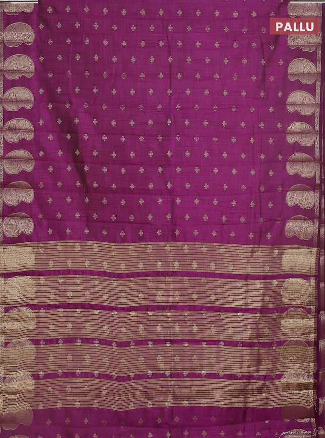 Semi raw silk saree purple with allover zari woven 1000 buttas and paisley zari woven butta border