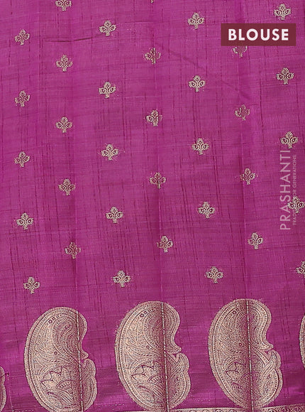 Semi raw silk saree purple with allover zari woven 1000 buttas and paisley zari woven butta border