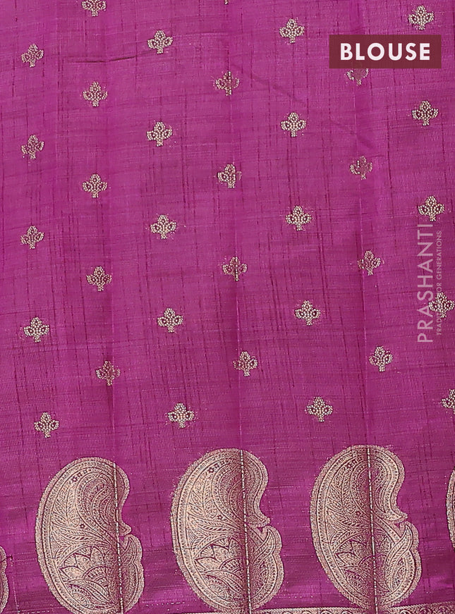 Semi raw silk saree purple with allover zari woven 1000 buttas and paisley zari woven butta border