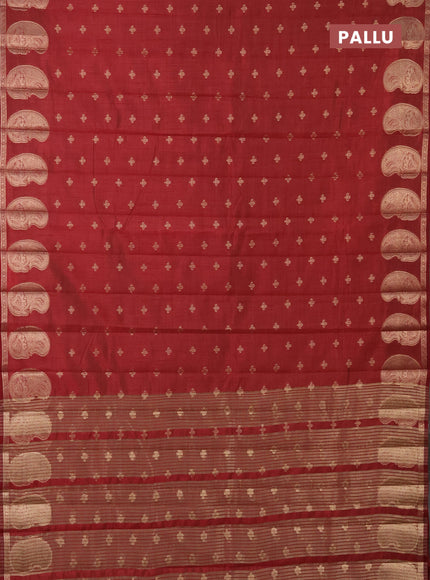 Semi raw silk saree maroon with allover zari woven 1000 buttas and paisley zari woven butta border