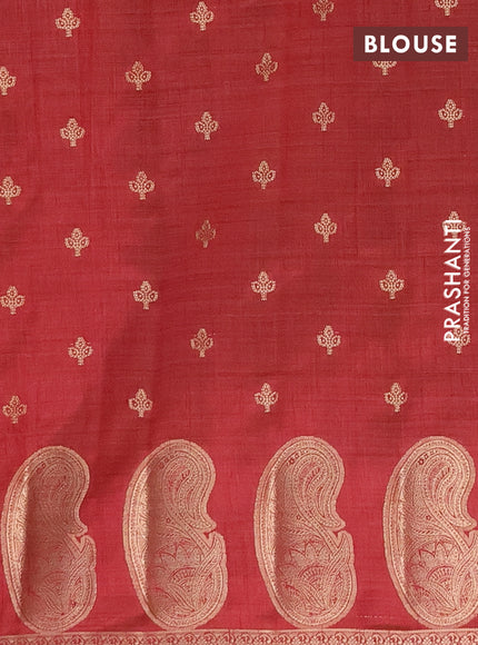 Semi raw silk saree maroon with allover zari woven 1000 buttas and paisley zari woven butta border