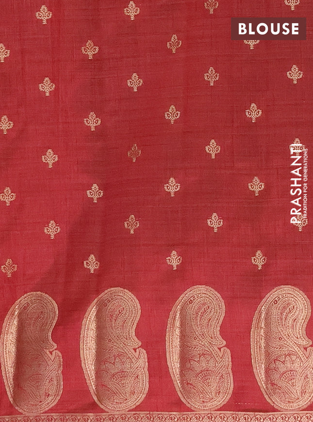 Semi raw silk saree maroon with allover zari woven 1000 buttas and paisley zari woven butta border