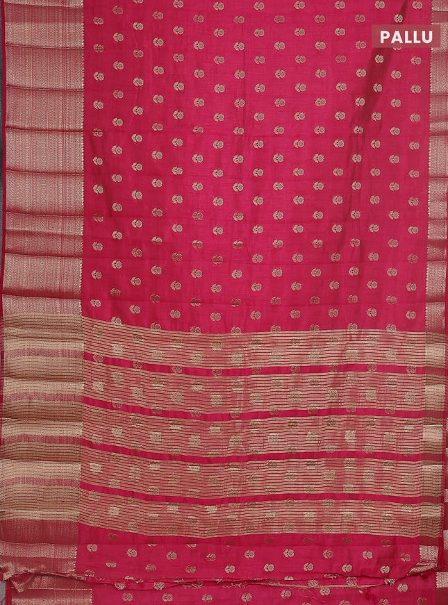 Semi raw silk saree pink with allover zari woven 1000 buttas and long zari woven border