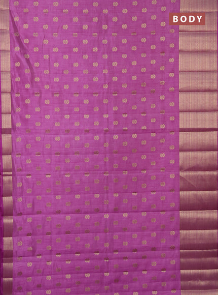 Semi raw silk saree lavender with allover zari woven 1000 buttas and long zari woven border
