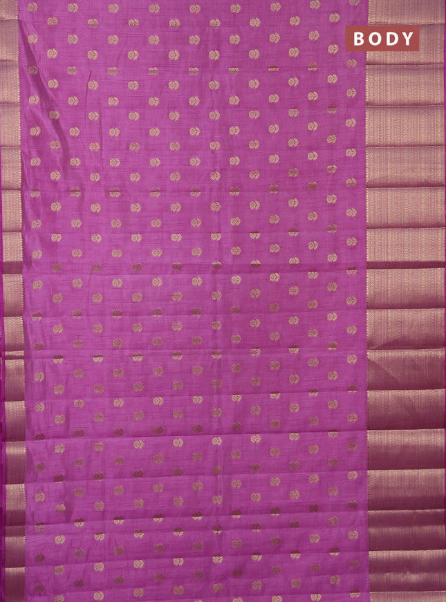 Semi raw silk saree lavender with allover zari woven 1000 buttas and long zari woven border