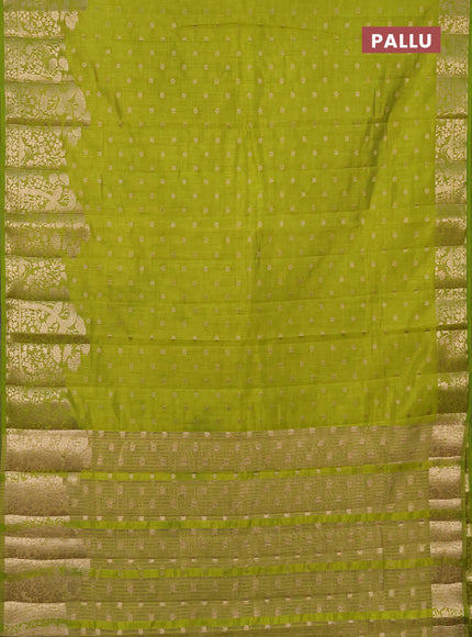 Semi raw silk saree light green with allover zari woven 1000 buttas and zari woven border