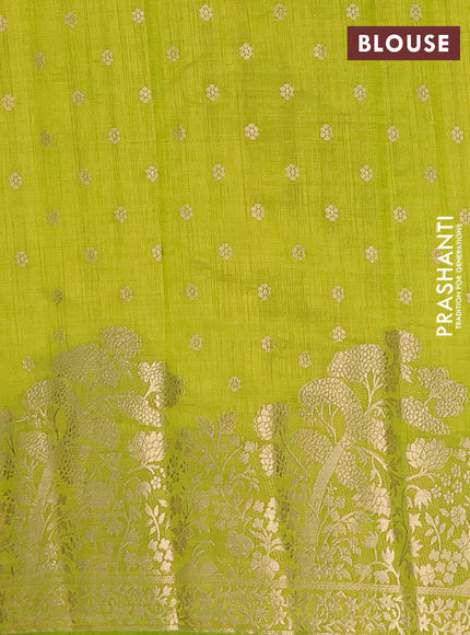 Semi raw silk saree light green with allover zari woven 1000 buttas and zari woven border