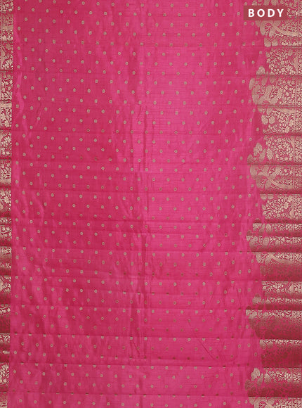Semi raw silk saree pink with allover zari woven 1000 buttas and zari woven border