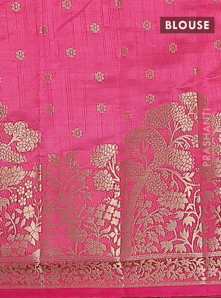 Semi raw silk saree pink with allover zari woven 1000 buttas and zari woven border