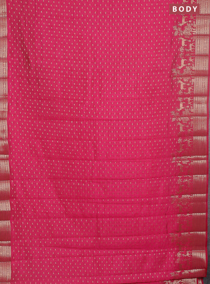 Semi raw silk saree pink with allover zari woven 1000 buttas and rich zari woven border
