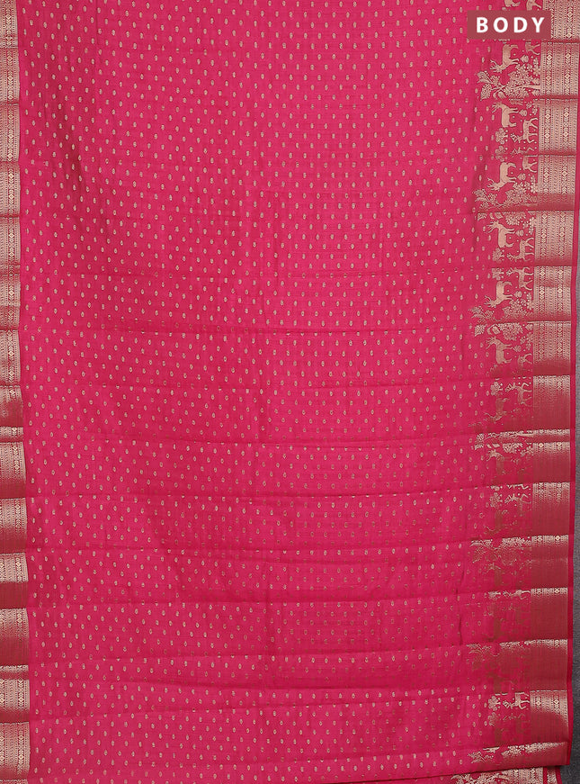 Semi raw silk saree pink with allover zari woven 1000 buttas and rich zari woven border