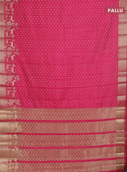 Semi raw silk saree pink with allover zari woven 1000 buttas and rich zari woven border