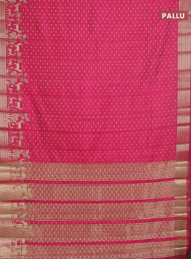 Semi raw silk saree pink with allover zari woven 1000 buttas and rich zari woven border