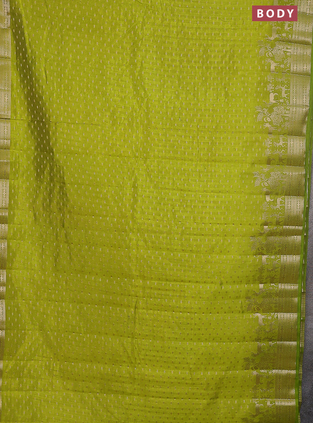 Semi raw silk saree light green with allover zari woven 1000 buttas and rich zari woven border
