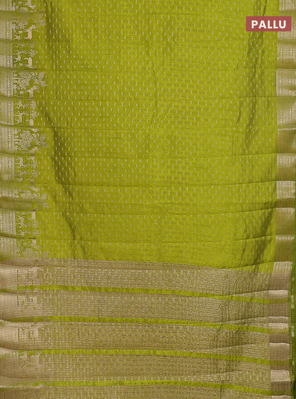 Semi raw silk saree light green with allover zari woven 1000 buttas and rich zari woven border