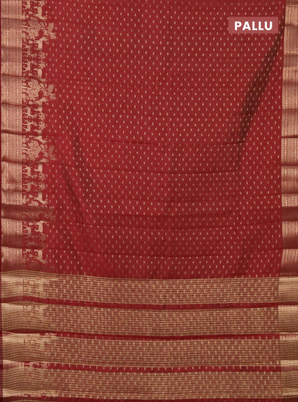 Semi raw silk saree maroon with allover zari woven 1000 buttas and rich zari woven border
